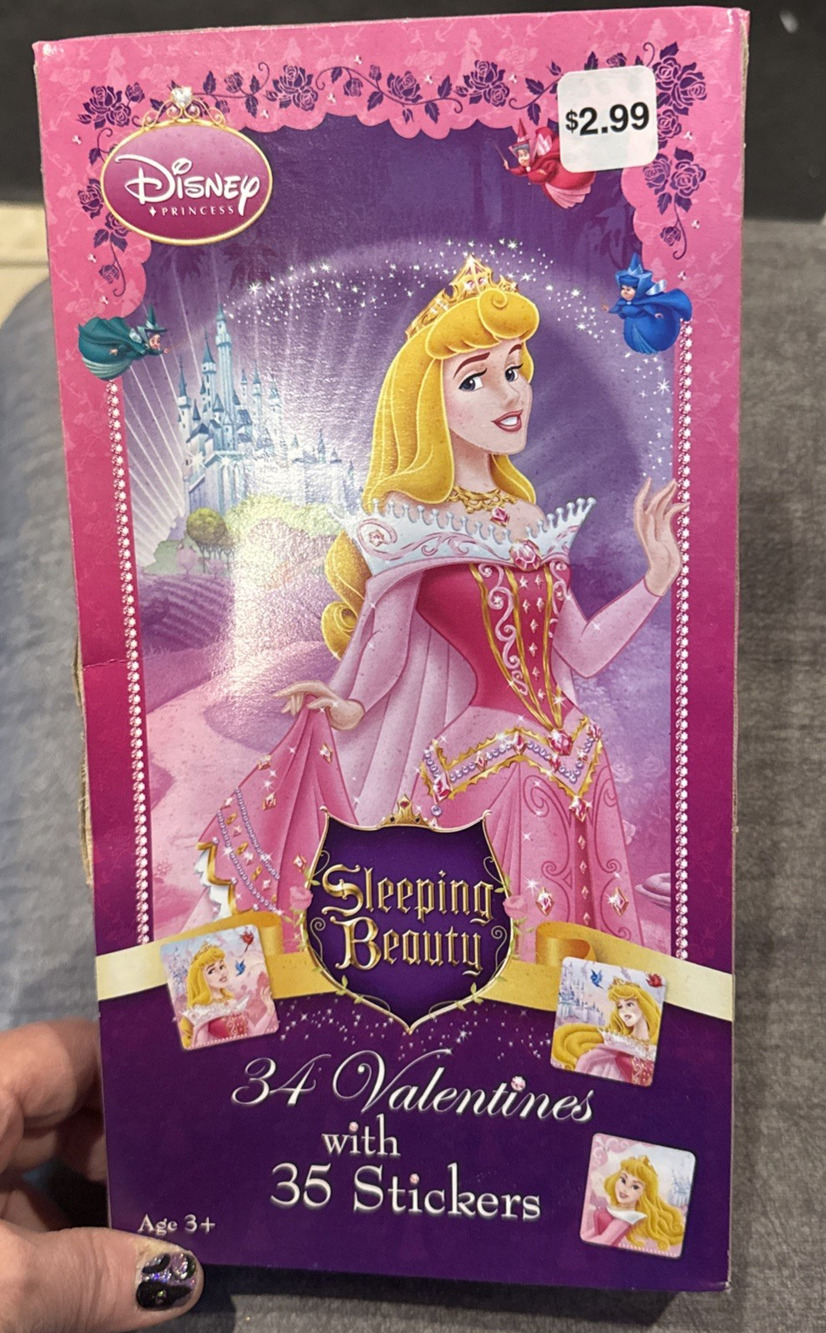 1990s Disney’s Sleeping Beauty Valentine’s Day Cards 34 Cards/35 stickers Vtg